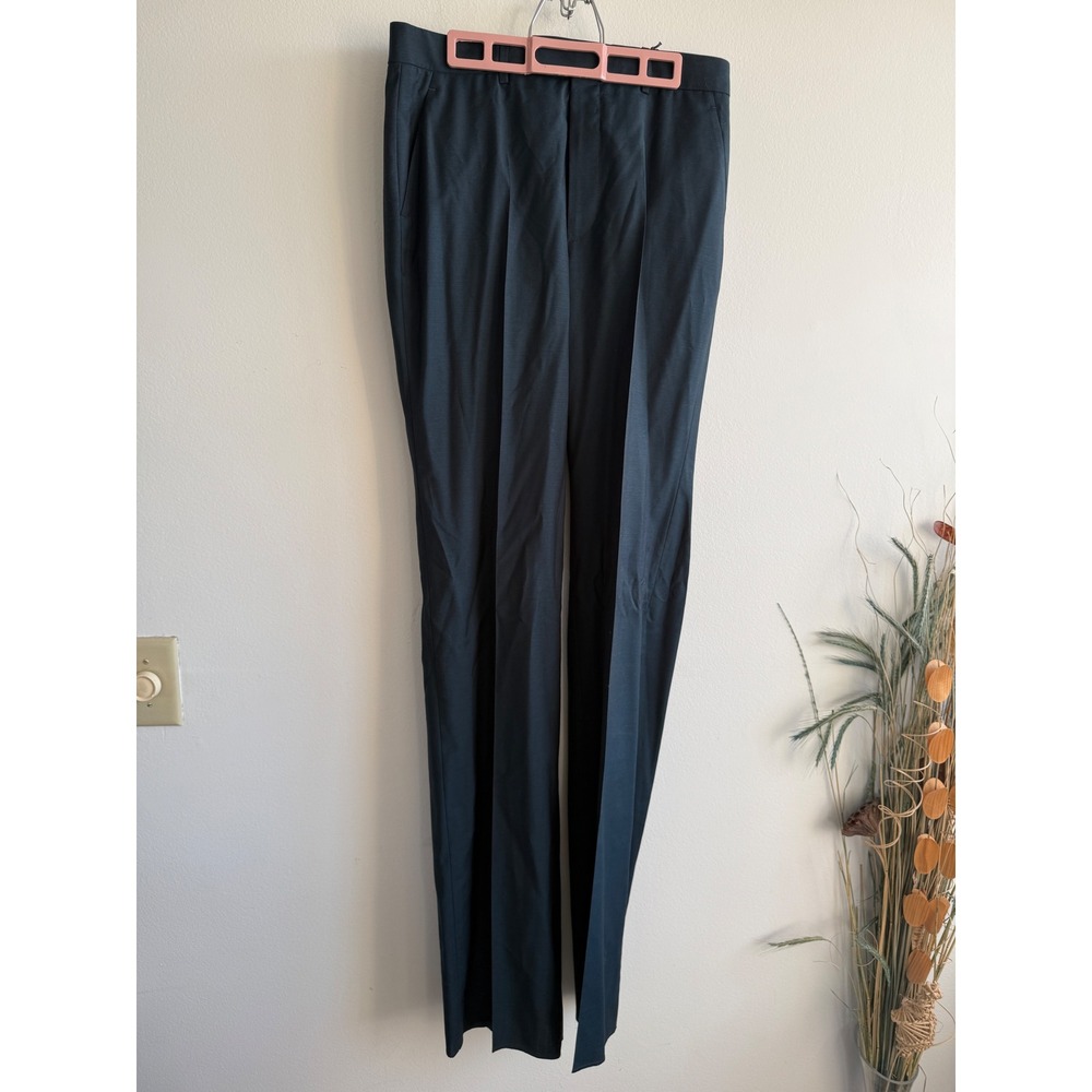 Gucci Uniform Teal Blue Wool Mohair Dress Trousers Pants IT 44 Womens